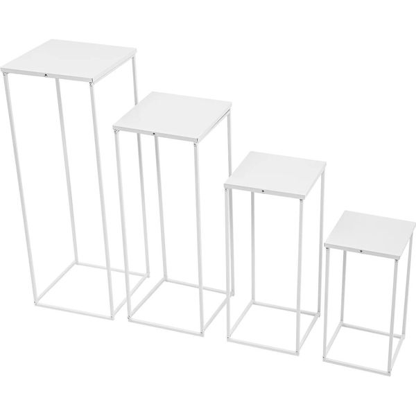 Portafiori Per Matrimonio - Set Di 4 - Tubolare D'acciaio - Capacità Di Carico 10-15 Kg Per Portafiori - Decorazione Fai Da Te - Bianco-image