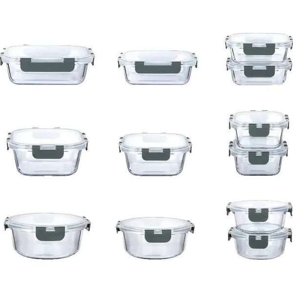 Contenitore Per Alimenti, Coperchio Ermetico Con Chiusura A Scatto, Adatto A Microonde E Lavastoviglie, Grigio Scuro-image