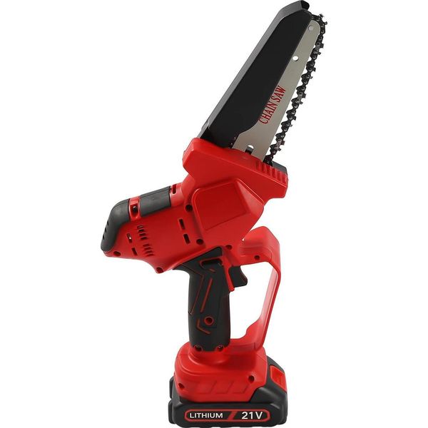 Motosega Elettrica Maneggevole - Mini Motosega A Batteria - 21V A Batteria - Lama Da 15 Cm - Senza Batteria (Solo) - 2,5 Kg - Rosso-image