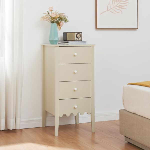 Cassettiera 'Luspoo' Con 4 Cassetti 82 X 40 X 40 Cm Bianco Panna-image