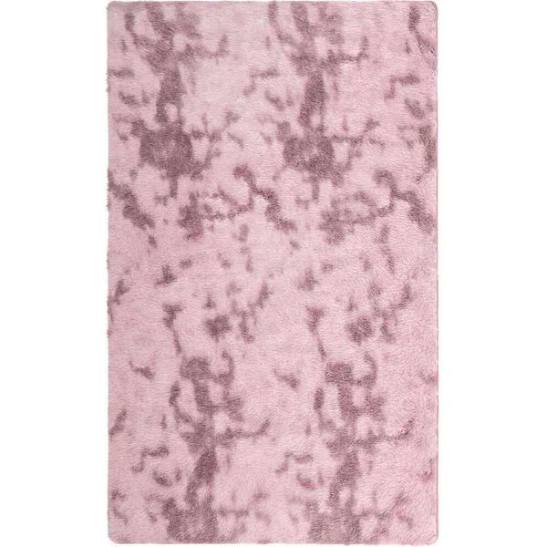 Vidaxl Tappeto Shaggy A Pelo Alto Navarra Rosa Antico 80X150 Cm Poliestere-image