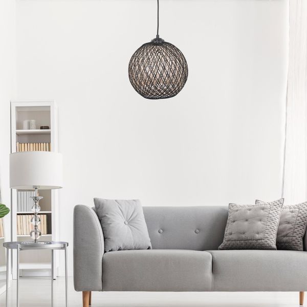 Opviq, 190- 190FLH, Crema,|,Nero, Lampadario, Lampadario In Juta Fatto A Mano-image
