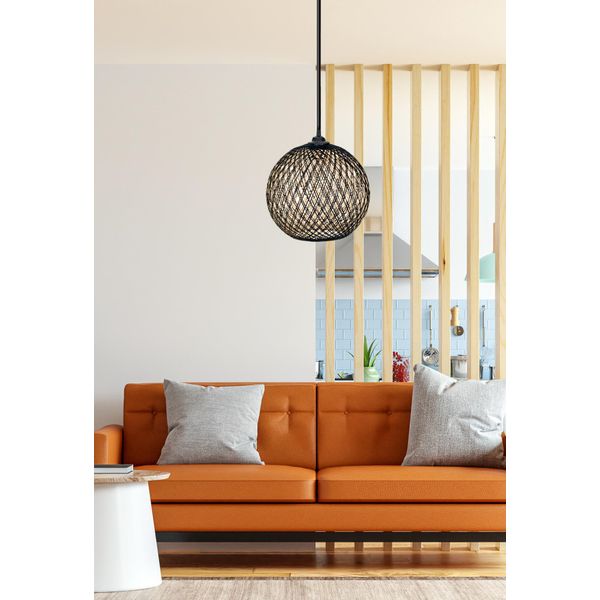 Opviq, 190- 190FLH, Marrone, Lampadario, Lampadario In Iuta Fatto A Mano-image