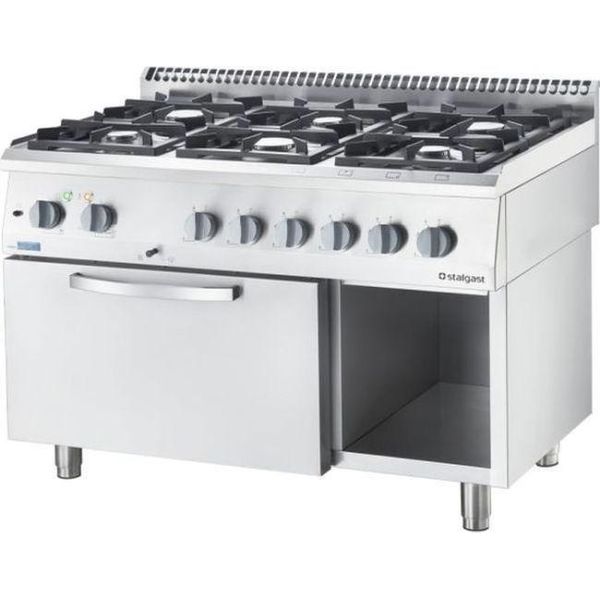 Cucina A Gas Eco 6 Fuochi Con Forno Elettrico Ventilato (600 X 400 Mm / Gn 1/1) Serie 700 Nd - G20, 6 Fuochi (6 X 3,5 Kw)-image