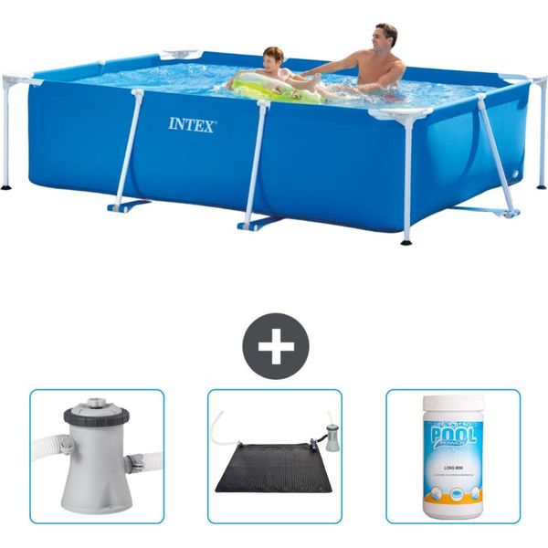 Piscina Intex Con Struttura Rettangolare - 260 X 160 X 65 Cm - Blu - In Dotazione Pompa Filtro Per Piscina - Tappeto Solare - Cloro-image