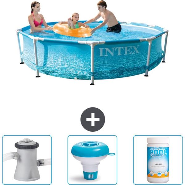 Piscina Intex Con Struttura Rotonda - 305 X 76 Cm - Pressione Dell'acqua - Pompa Filtro Per Piscina Inclusa - Galleggiante Per Cloro - Cloro-image