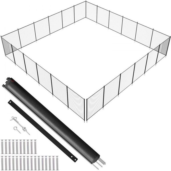 Recinzione Per Piscina - Recinzione Rimovibile Di Sicurezza Per Bambini 1,21 X 21,95 M - Facile Installazione Fai-Da-Te - Recinzione Per Piscina In Rete Di Pvc Teslin Da 340 G - Protegge Bambini E Animali Domestici-image