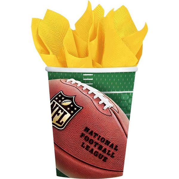 Amscan - Bicchiere Party "Nfl Drive"", Carta 8-Pack SG25172 (Taglia Unica) (Marrone/Verde)"-image