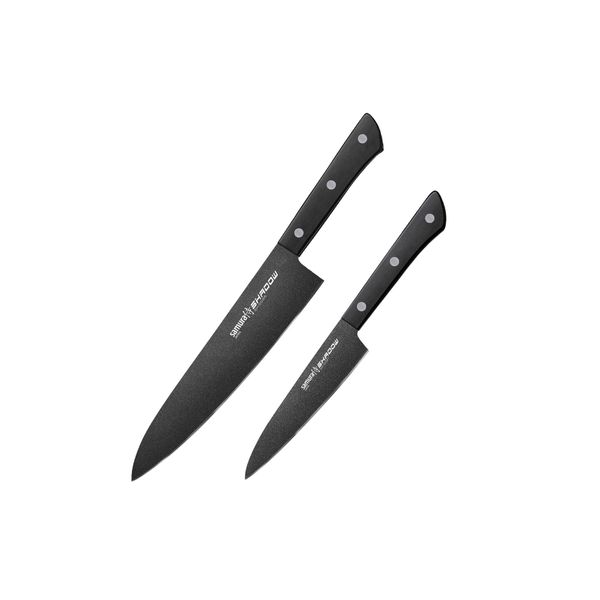 Set Di 2 Coltelli Samura-Shadow, Acciaio AUS-8, 15/21 Cm, Nero-image
