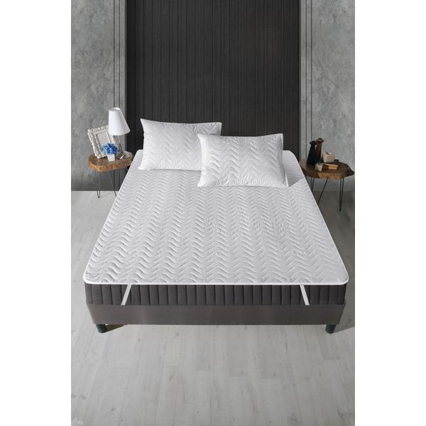 L'essentiel Linge De Maison, Quilted Alez (120 X 200), Proteggi Letto Singolo, 100% Cotone, Bianco, 120 X 200 Cm-image