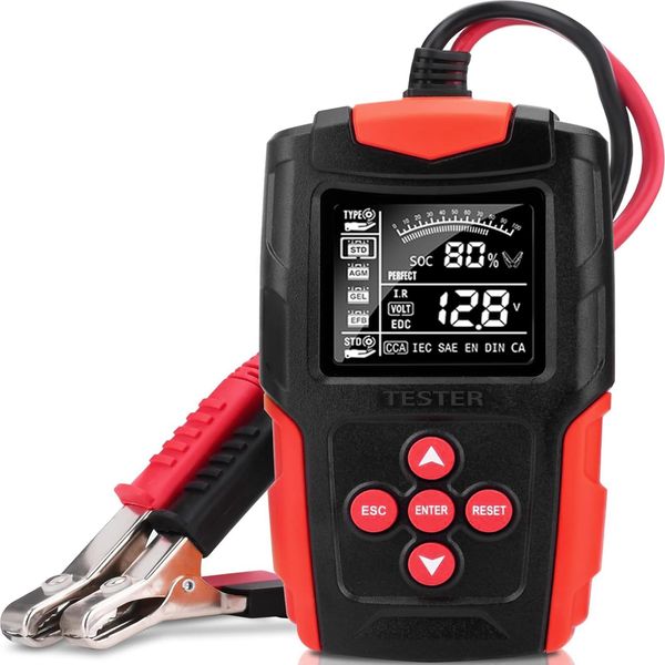 Kraft&Dele | Tester Per Batteria Auto, Con Display A Led, 12V, 24V, 3Ah-200Ah, Tester Per Alternatore Auto, Tester Per Batteria, Analizzatore Per Il Controllo Dell'alternatore E Del Sistema Di Carica Della Batteria, Display A Led-image
