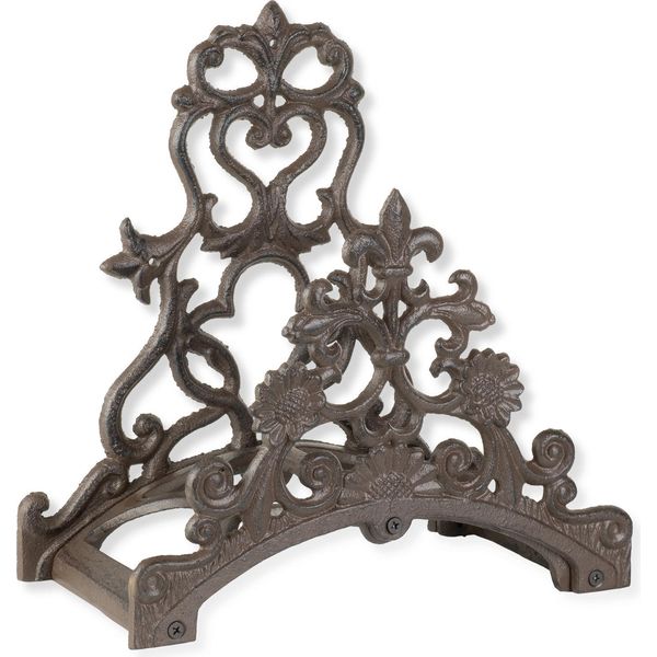 Portagomma In Ghisa Marrone Antico Supporto Da Parete Portagomma Da Giardino Portagomma In Ferro Design Vintage Fissaggio A Parete 32X29X15,5 Cm Resistente Alle Intemperie Decorazione Da Giardino Portagomma Da Giardino-image