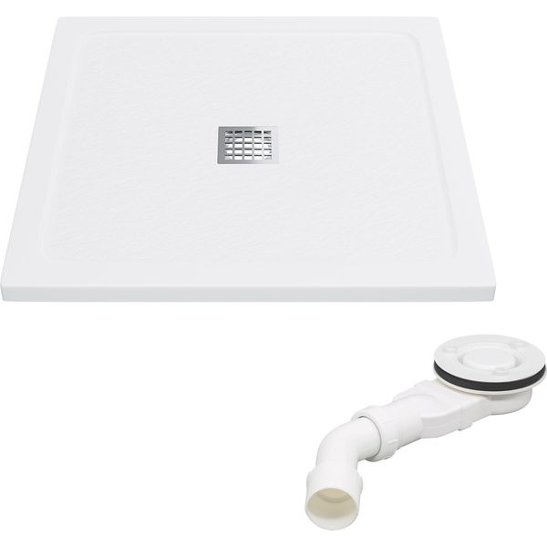 Sonni 90X90 Cm Smc Piatto Doccia Quadrato Con Set Di Scarico, Antiscivolo, Scarico Rapido-image