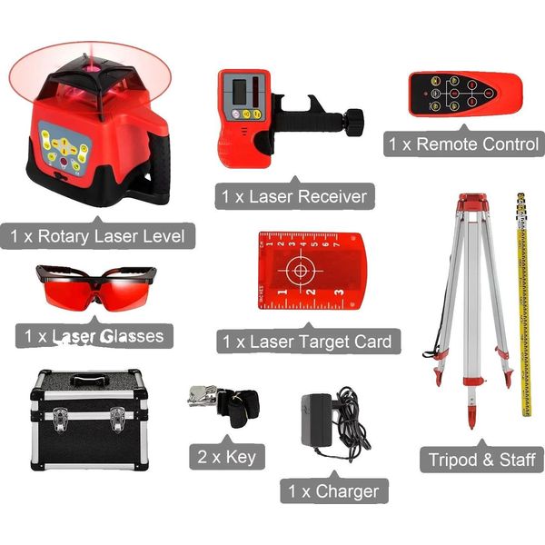 Laser A Rotazione, Scansione A 360 Gradi, Treppiede Regolabile, Set Di Raggi Rossi 2-image