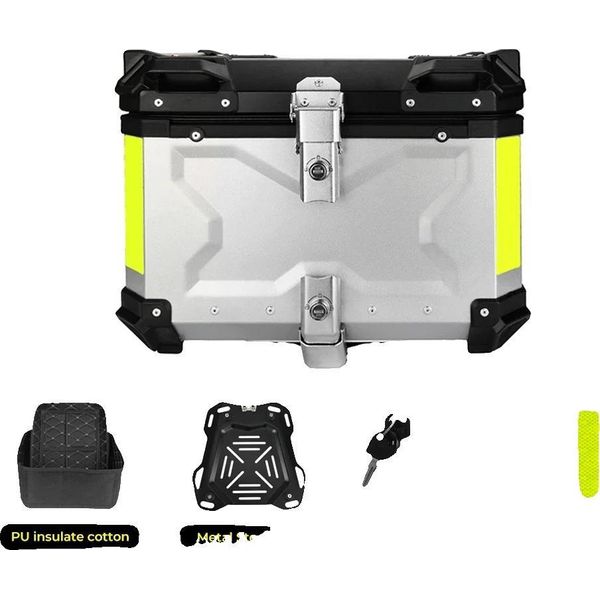Box Posteriore Per Moto, Impermeabile, Rimovibile, 45L X Argento-image