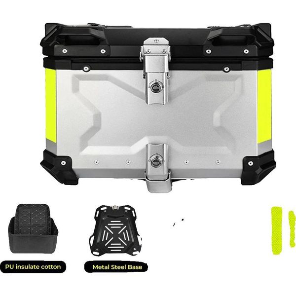 Box Posteriore Per Moto, Impermeabile, Rimovibile, 65L X Argento-image