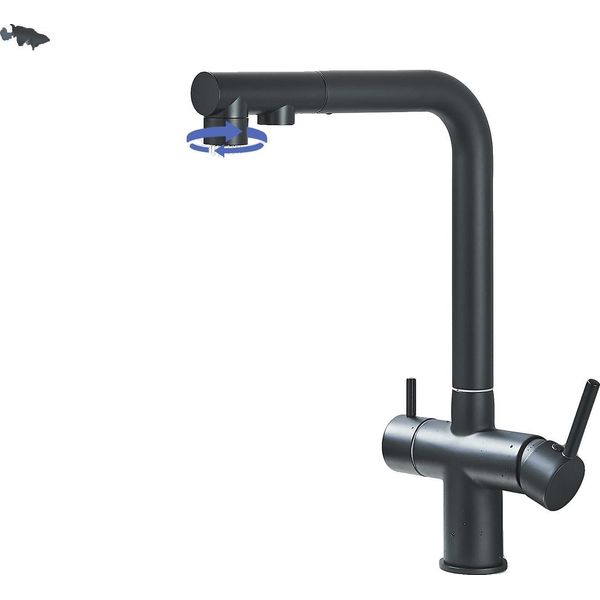 Rubinetto Da Cucina, Doppia Maniglia, Acqua Calda E Fredda, Nero Opaco-image