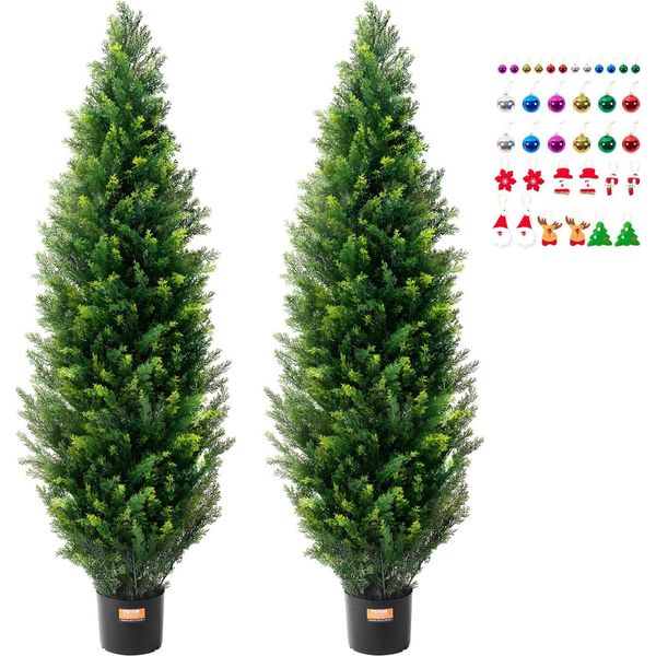 Set Di 2 Alberi Topiari Artificiali Di Cedro Piante Artificiali Pe Cipresso152,4Cm-image