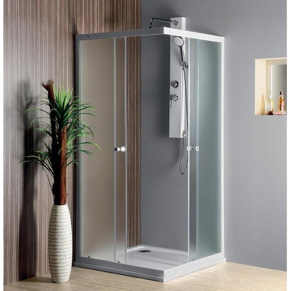 Cabine Doccia Aqualine - Cabina Doccia Quadrata, 800X800 Mm, Vetro Satinato Brick BTQ800-image