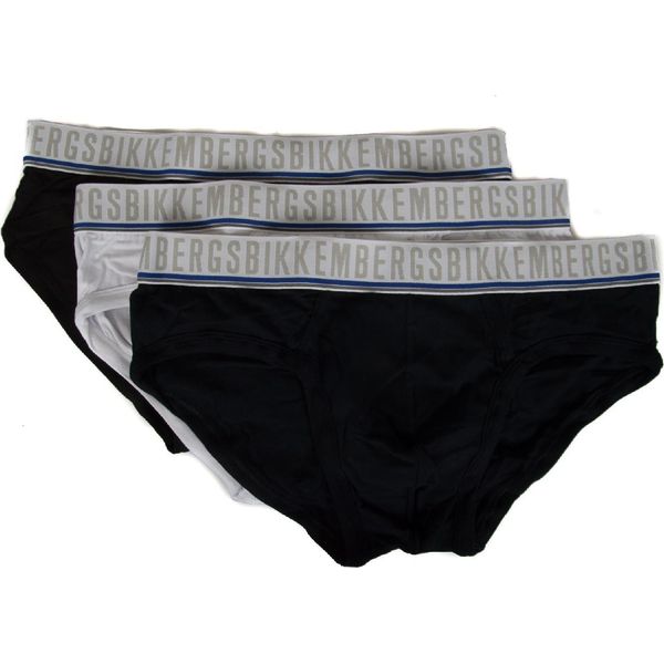 Confezione 3 Slip Mutanda Uomo Tripack Bikkembergs Articolo B41318L0H, 1130 Bianco / Nero / Blu - White / Black / Blue, L, Cotone 94%,Spandex 6%-image