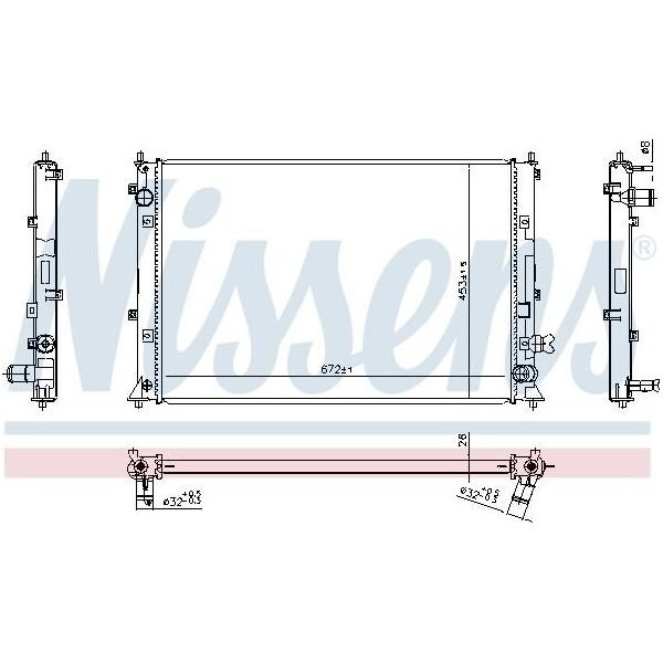 Nissens 606297 Radiatore Acqua Radiatore Motore Per Honda Civic X Hatchback (Fc, Fk) HR-V (Ru) Civic X Sedan (Fc)-image