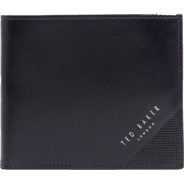 Ted Baker Pelle Portafoglio Embossed Corner Leather Bifold Coin Wallet Navy Blu Scuro-image
