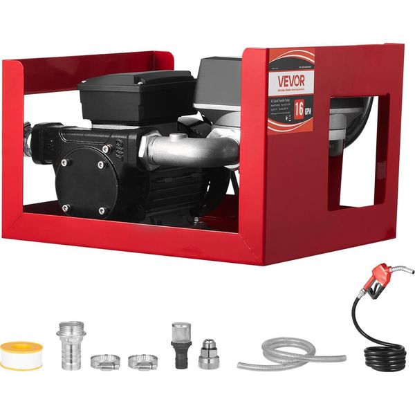 Pompa Di Trasferimento Carburante Vevor, Pompa Di Trasferimento Diesel Elettrica, 60L/Min, Con Flussometro, Ugello Di Spegnimento Automatico Del Carburante, 2 Tubi Flessibili, Prevalenza Di 13,7 M, Per Paraffina, Biodiesel-image