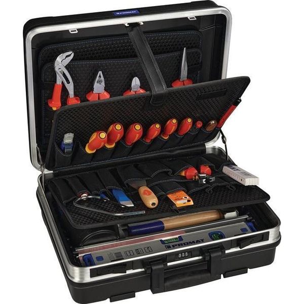 Assortimento Di Utensili Da 46 Pezzi, Custodia A Guscio Con Telaio In Alluminio Per Elettricisti-image