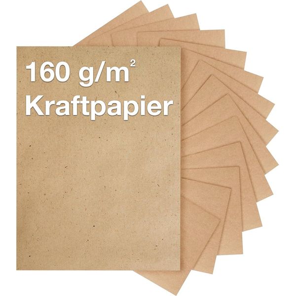 100X Carta Kraft Din A4 Marrone In Cartone Naturale Adatta Come Cartoncino Per Artigianato, Cartoncino Kraft, Scrapbooking - Stampabili-image