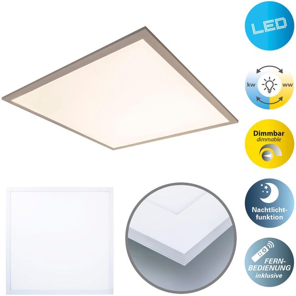 NÄVe Led Panel "Nico", Weiß, 1, H: 6Cm, 1 Stk., Leuchten, Deckenleuchte Dimmbar, Cct, Nachtlichtfunktion, Lichtfarbe Wechselbar-image