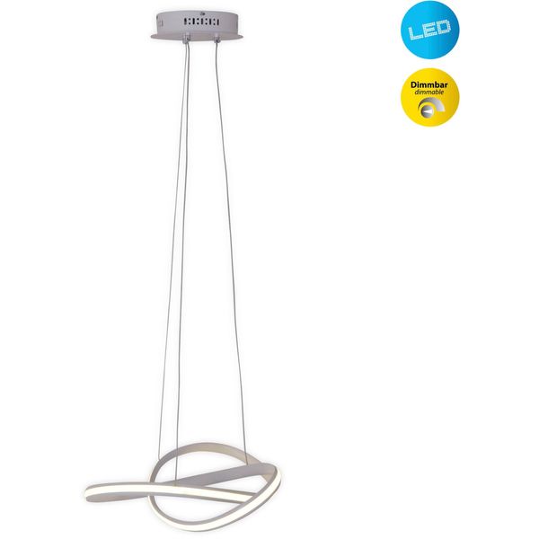 NÄVe Led Pendelleuchte "Odrive", Weiß, 1, Ø 56Cm H: 130Cm, 1 Stk., Leuchten, Dimmbar, SchleifenäHnlich Geschwungene Leuchtstreifen, Weiß, H: 130Cm, Led Pendelleuchte-image