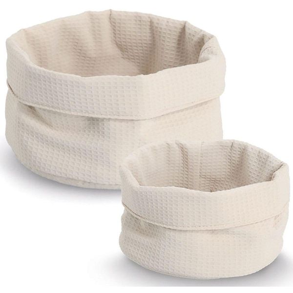Aufbewahrungskorb Zeller Present "Waffelpiqué 2-Tlg.", Creme, B:20Cm H:12Cm T:20Cm Ø:20Cm, Polyester, Aufbewahrungsboxen, Hochwertiges Waffelpiqué, Rand Krempelbar-image