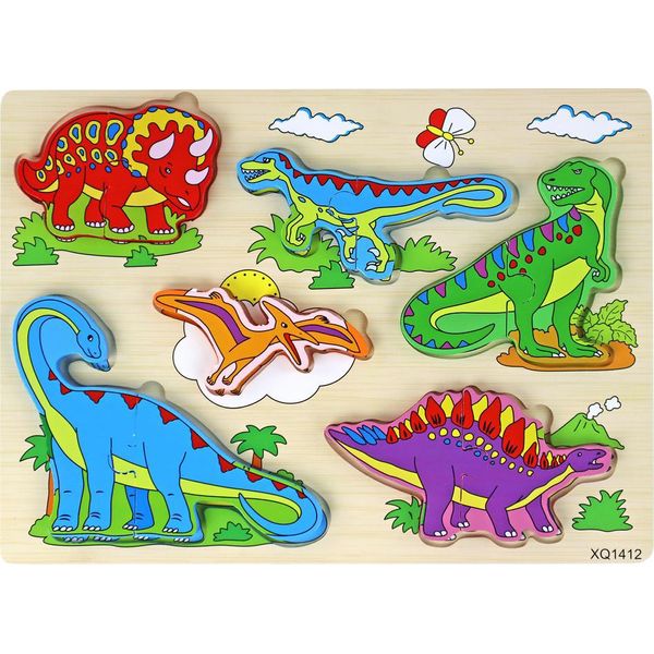 3D Puzzle Di Legno Per Bambini Gioco Di Puzzle Dinosauro 11 El.-image