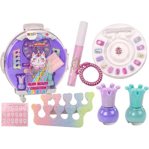 Set Di Cosmetici In Valigetta Per Unghie Valigetta Viola 9 Pezzi.-image
