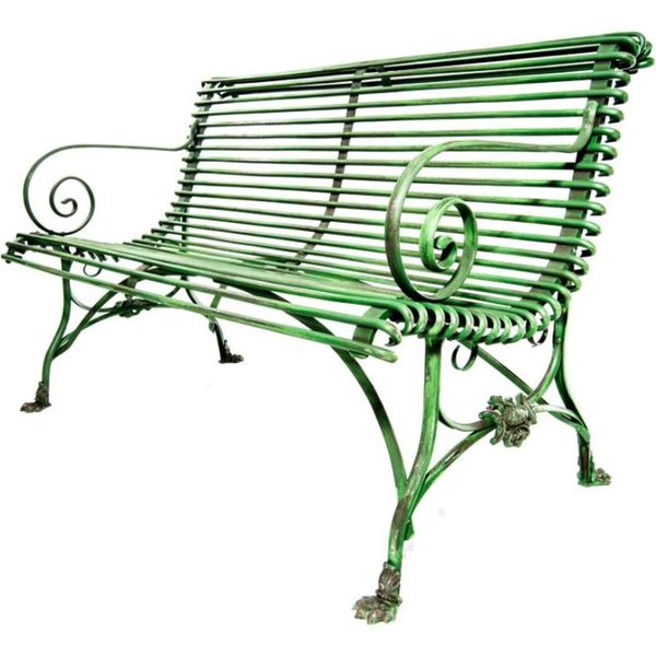 Casa Padrino Panca Da Giardino A 2 Posti In Ferro Battuto - Panca Da Giardino Con Gambe Ad Artiglio, Colore: Rosso Vintage-image