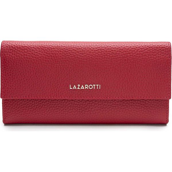 Lazarotti Pelle Portafoglio Bologna Leather Wallet With 12 Card Slots Red Rosso-image