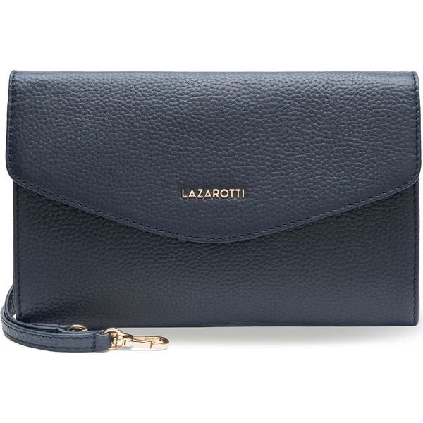 Lazarotti Pelle Pochette Borsa A Tracolla Bologna Leather Clutch Navy Blu Scuro-image