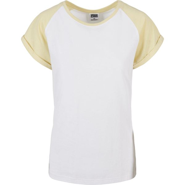 DáMské TričKo Urban Classics Ladies Contrast Raglan Tee White/Softyellow - 3XL-image