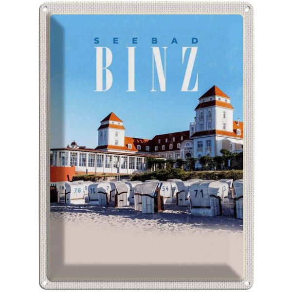 Vianmo Insegna Di Latta 40X30 Cm Seebad Binz StrandköRbe Strand-image