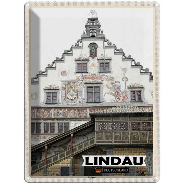 Vianmo Insegna Di Latta 40X30 Cm Lindau Rathaus-image