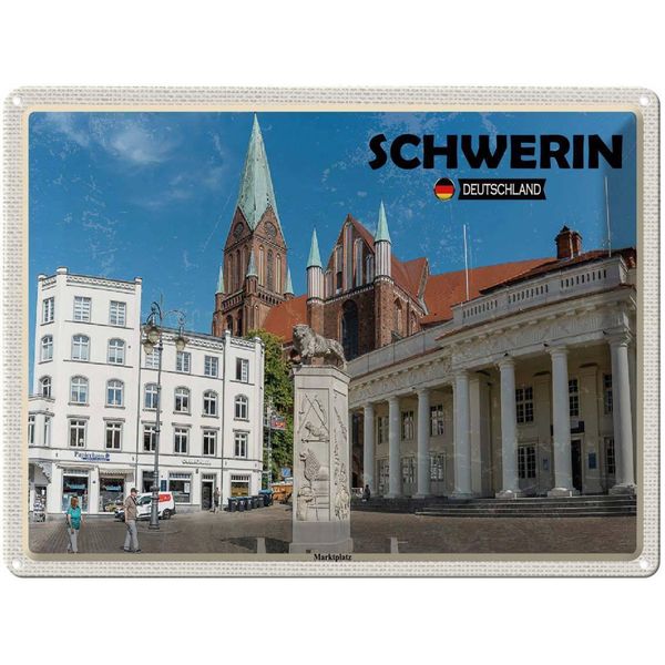Vianmo Insegna Di Latta 30X40 Cm Schwerin Marktplatz-image