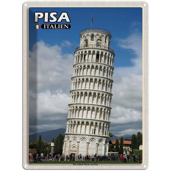 Vianmo Insegna Di Latta 40X30 Cm Pisa Schiefer Turm Italien-image