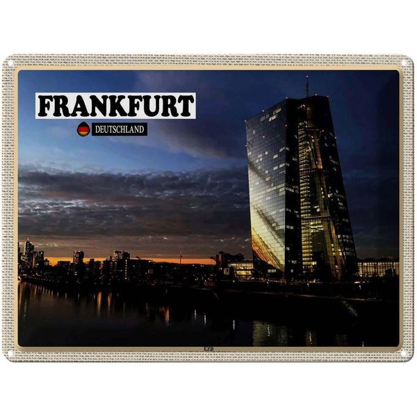 Vianmo Insegna Di Latta 30X40 Cm Frankfurt Deutschland Ezb Neubau-image