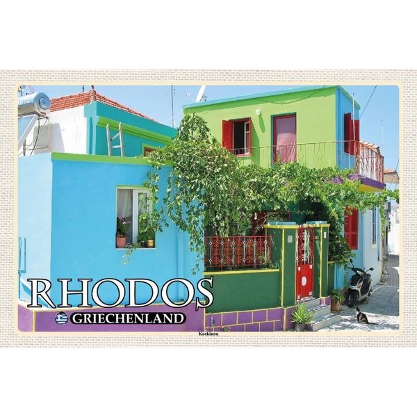 Vianmo Insegna In Legno 12X18 Cm Rhodos Griechenland Koskinou Gasse-image