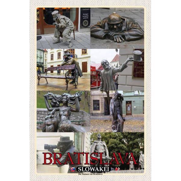 Vianmo Insegna In Legno 18X12 Cm Bratislava Slowakei Statuen Von Bratislava-image