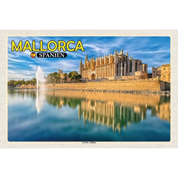 Vianmo Insegna In Legno 12X18 Cm Mallorca Spanien La Seu Palma Kathedrale-image