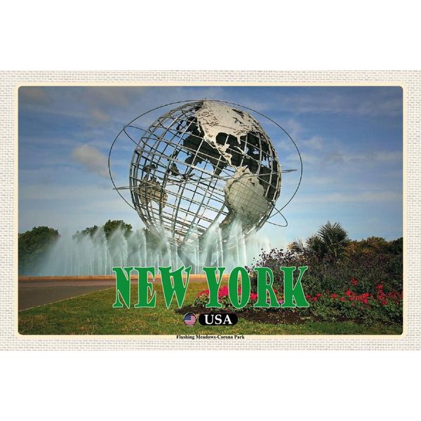 Vianmo Insegna In Legno 12X18 Cm New York Usa Flushing Meadows-Corona Park-image