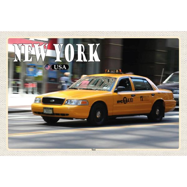 Vianmo Insegna In Legno 12X18 Cm New York Usa Taxi StraßEn-image