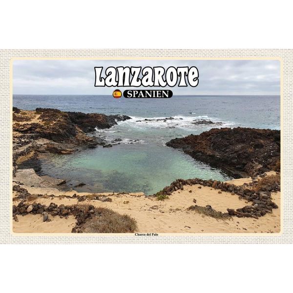 Vianmo Insegna In Legno 12X18 Cm Lanzarote Spanien Charco Del Palo Ort-image