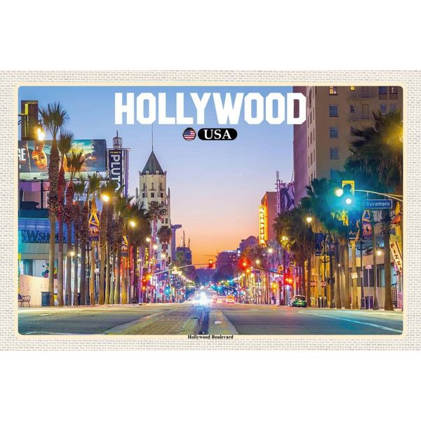 Vianmo Insegna In Legno 12X18 Cm Hollywood Usa Hollywood Boulevard-image